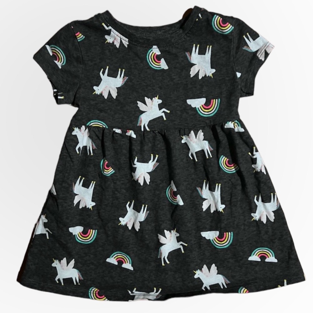 Old Navy Toddler Fit & Flare Short-Sleeve Rainbows & Unicorn Casual Jersey Dress